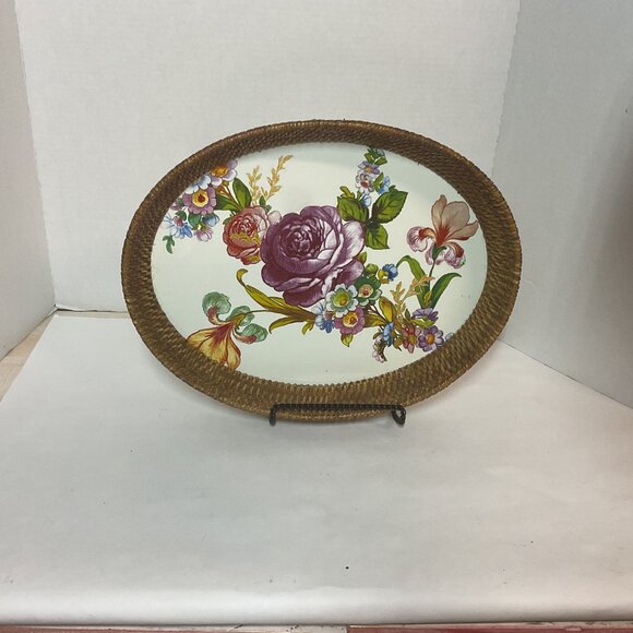 MacKenzie Childs White Floral Tray - Picture 1 of 3
